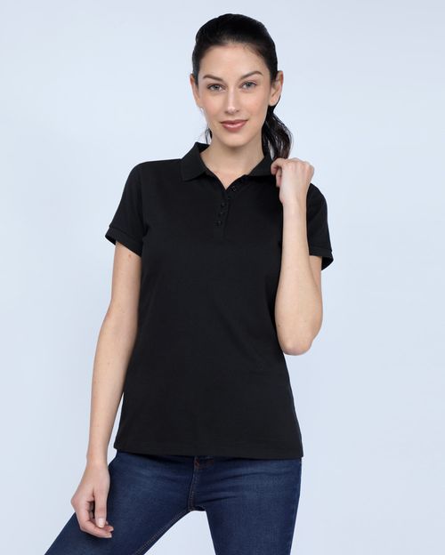 Polo Cuello Camisa Mujer Raquel Core Negro