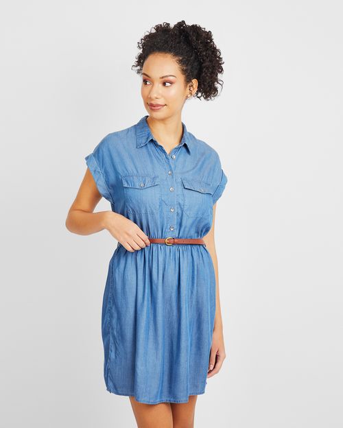 Vestido Mujer Indira Tencel Azul Medio