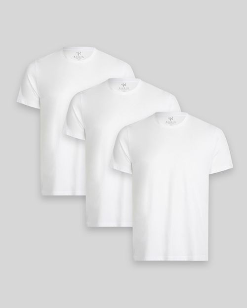 Pack de 3 polos Hombre Cuello Redondo Blanco