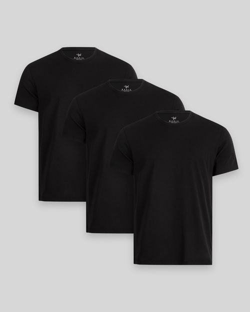 Pack de 3 polos Hombre Cuello Redondo Negro