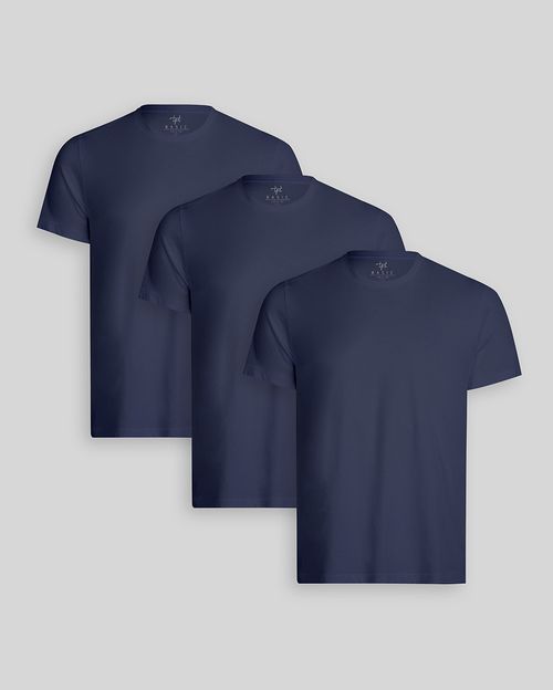 Pack de 3 polos Hombre Cuello Redondo Azul Oxford