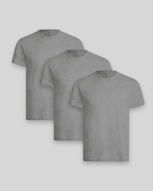 Pack de 3 polos Hombre Cuello Redondo Plomo Melange