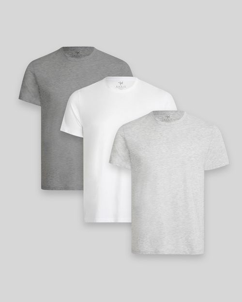 Pack de 3 polos Hombre Cuello Redondo Blanco / Gris Poly / Plomo Melange
