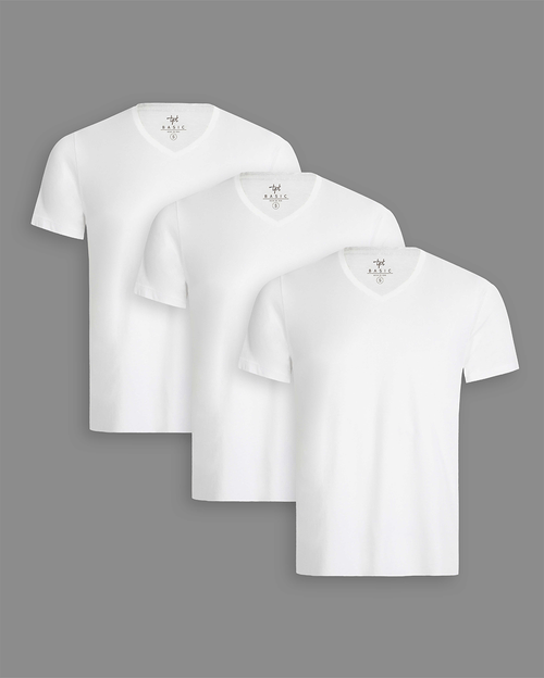 Pack de 3 polos Hombre Cuello V Blanco