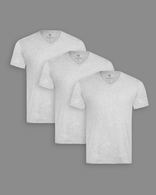 Pack de 3 polos Hombre Cuello V Gris Poly