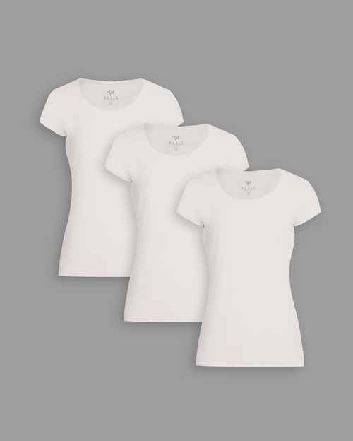 Pack de 3 polos Mujer Cuello Redondo Coco Melange