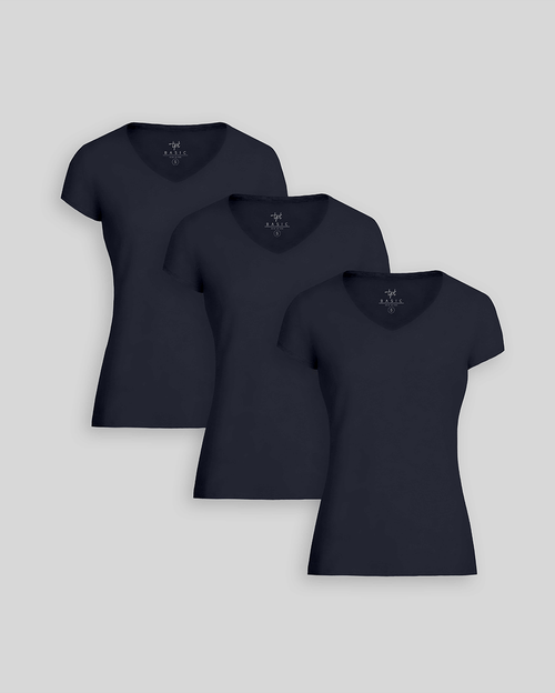 Pack de 3 polos Mujer Cuello V Azul Dutty