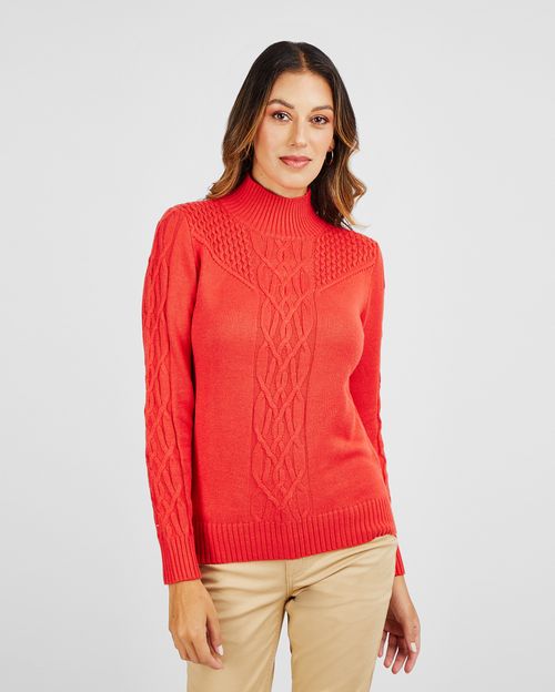 Chompa Mujer Mora Rojo Tropical
