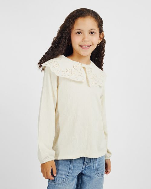 Polo Niña Meche Crema Pastel