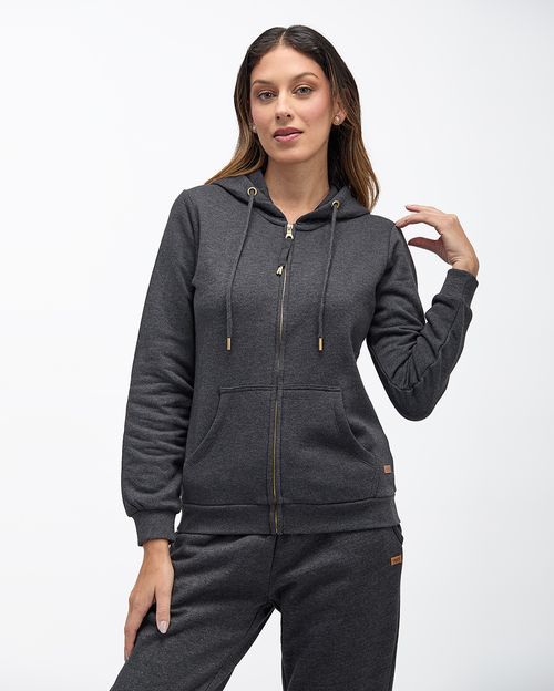 Casaca Mujer Maria Core Negro Jazpeado