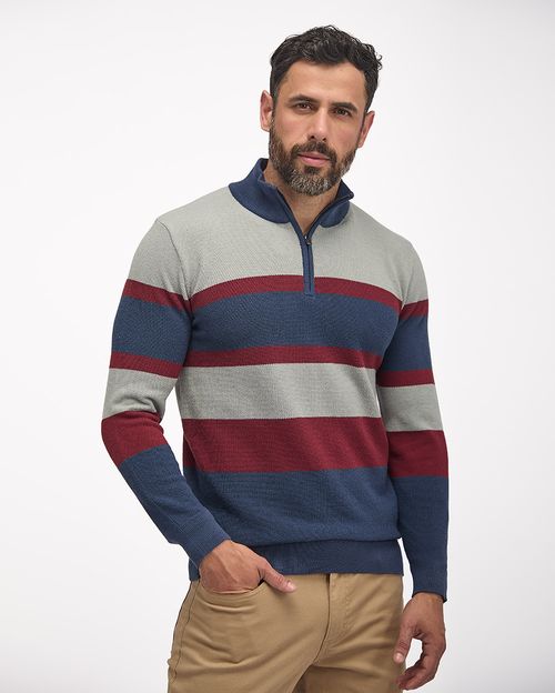 Chompa Hombre Zair Azul Náutico Seda