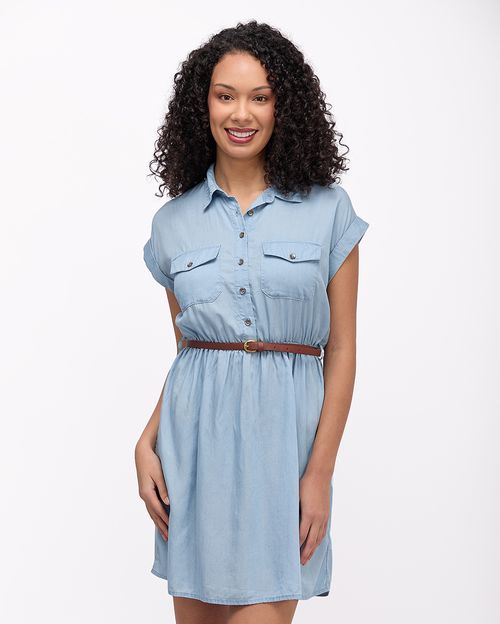 Vestido Mujer Indira Tencel Celeste