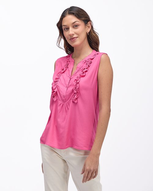 Blusa Mujer Rubí Sólido Fucsia Intenso