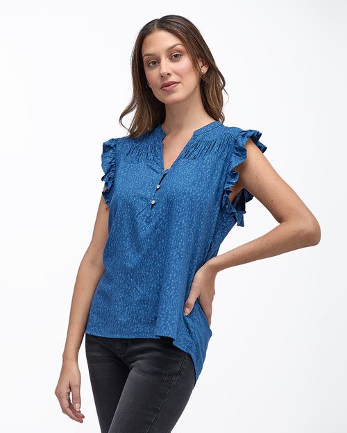 Blusa Mujer Rubi Print Acero Oscuro