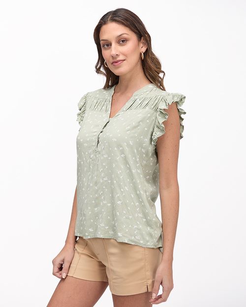 Blusa Mujer Rubi Print Verde Niebla