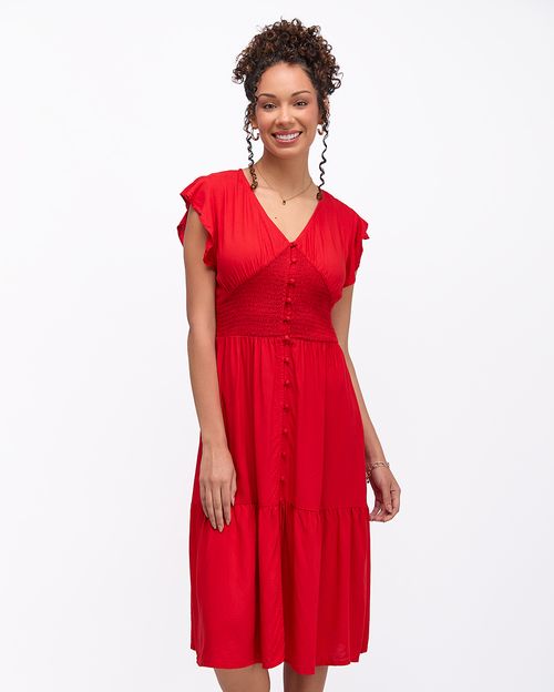 Vestido Mujer Leonor Solid Rojo Flama