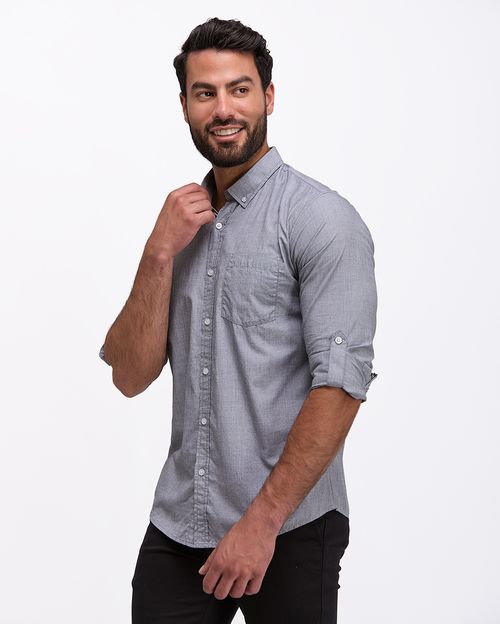 Camisa Hombre Tulio Negro Jaspeado