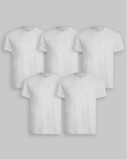 Pack de 5 polos Cuello Redondo Gris Poly
