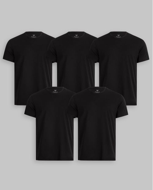 Pack de 5 polos Cuello Redondo Negro