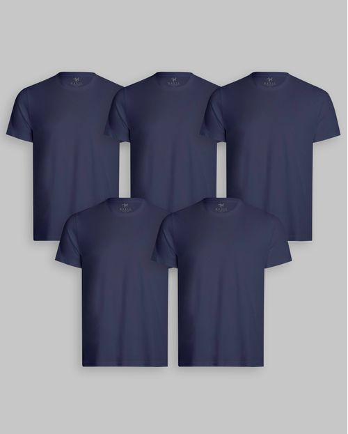 Pack de 5 polos Cuello Redondo Azul Oxford