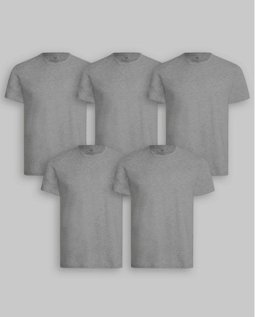 Pack de 5 polos Cuello Redondo Plomo Melange
