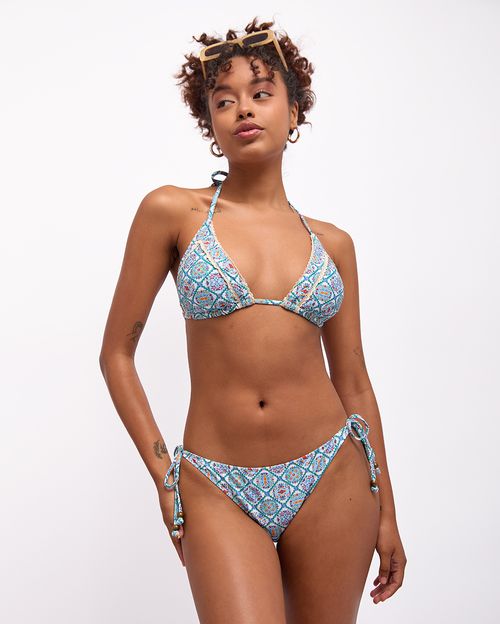 Bikini 2 Piezas Mujer Flor Blanco Optico