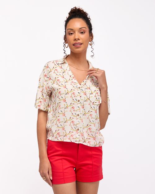 Blusa Mujer Camile Print Blanco Optico