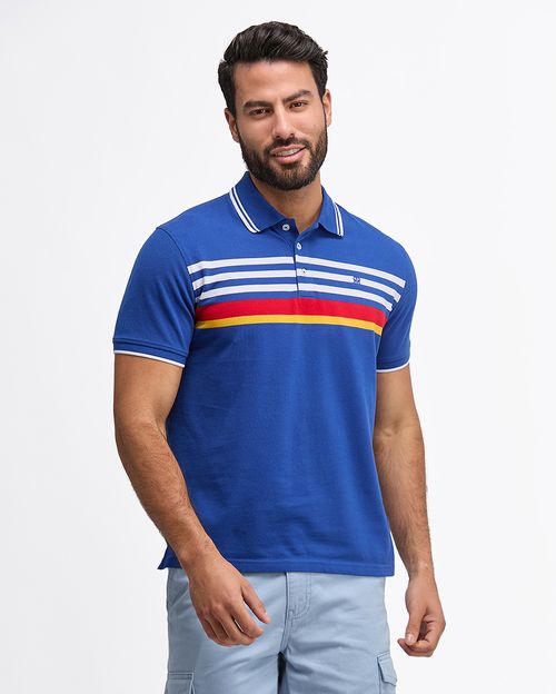 Polo Cuello Camisa Hombre Saylor Azul Nautico Seda