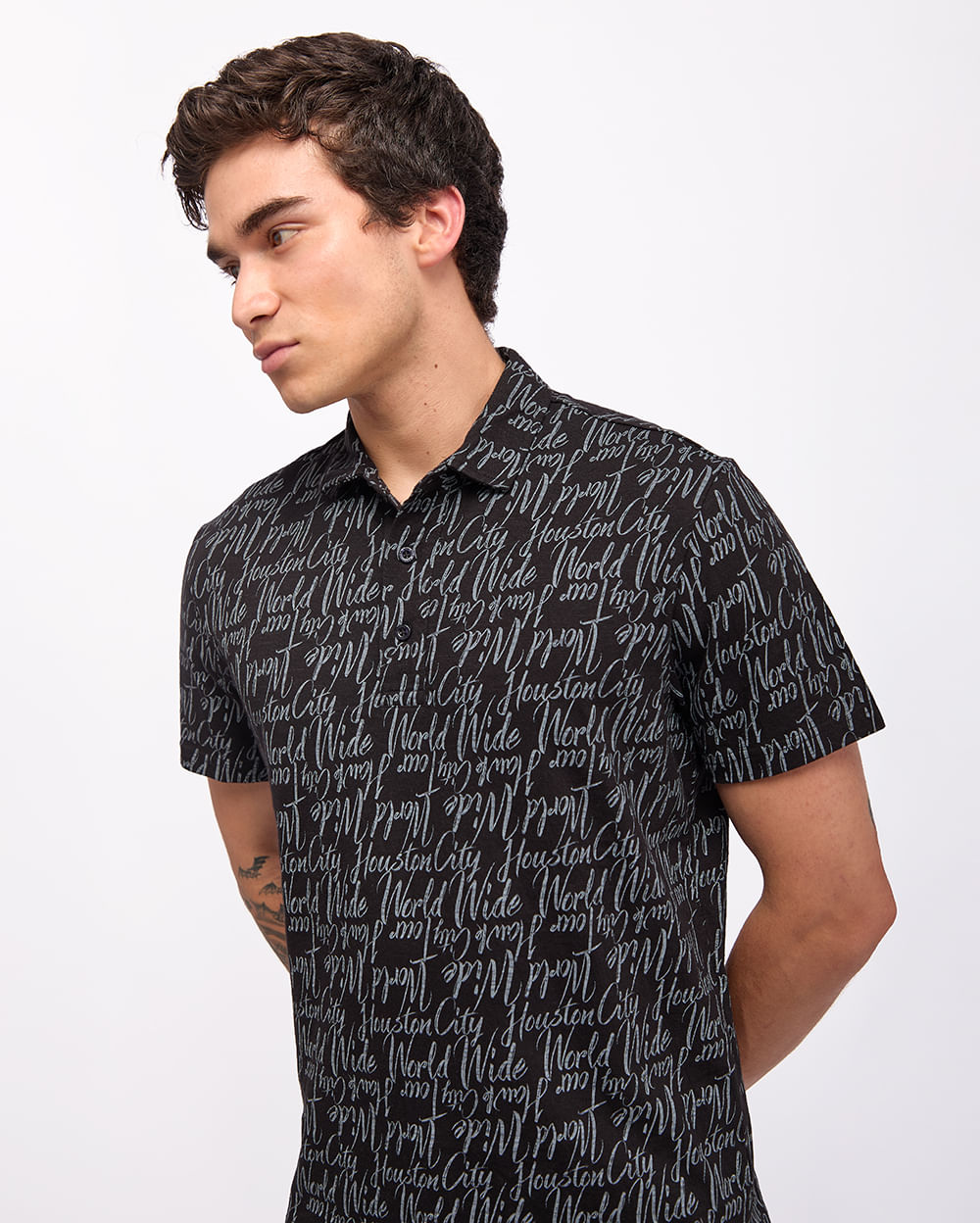 Polo-Cuello-Camisa-Hombre-Rodas-Negro-M
