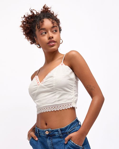 Top Mujer Agathe Crema Pastel
