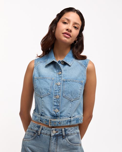 Chaleco Denim Mujer Zendaya Total Dirty Sky