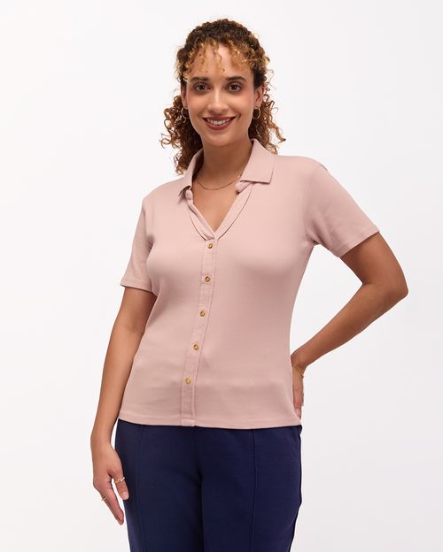 Polo Cuello Camisa Mujer Supriya Rosado Vintage