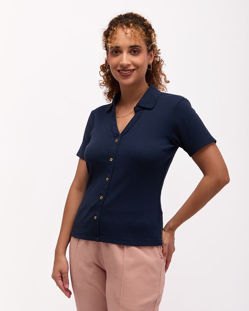 Polo Cuello Camisa Mujer Supriya Azul Náutico