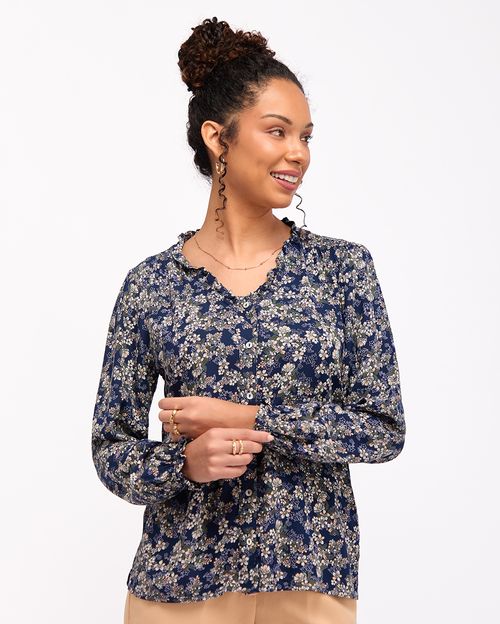 Blusa Mujer Agatha Print Azul Atlántico
