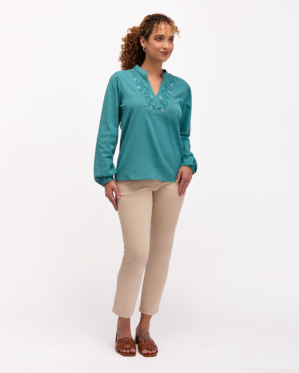 Blusa-Mujer-Teo-Turquesa-Peacock-S