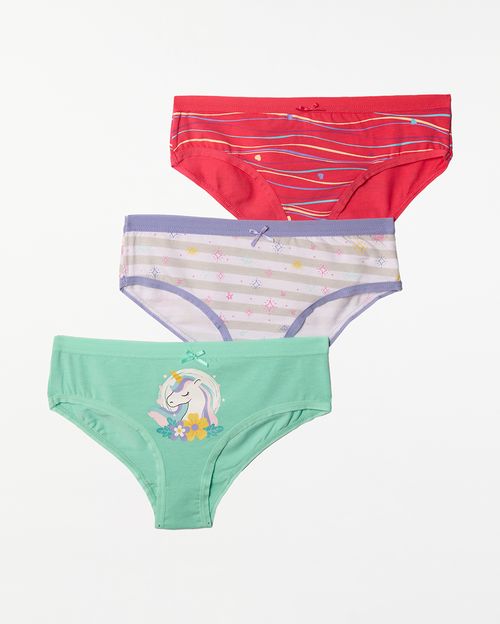 Trusas Pack X 3 Niña Lena Aqua/Blanco/Coral