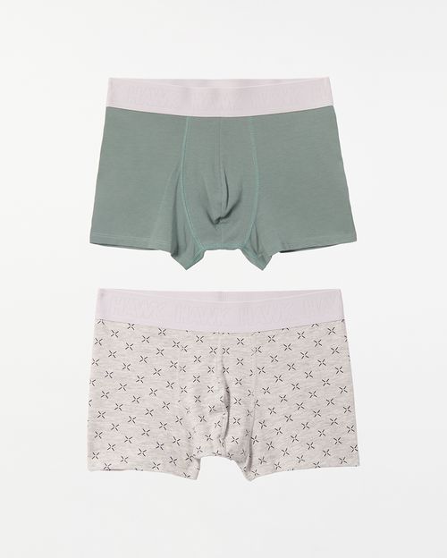 Bóxer Pack X 2 Hombre Camir Grey Melange/Verde