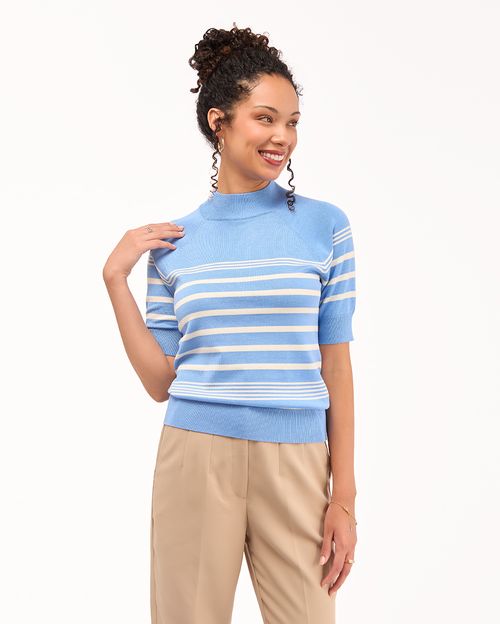 Chompa Mujer Valentina Print Celeste Lavanda
