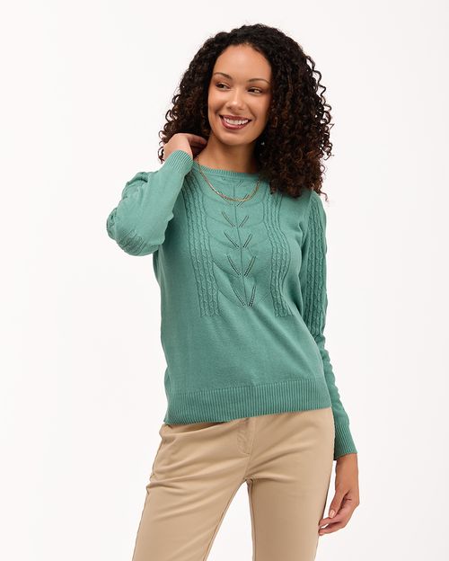 Chompa Mujer Mora Verde Trellis