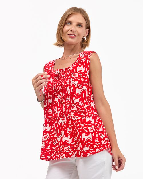 Blusa Mujer Maribel Print Rojo Flama