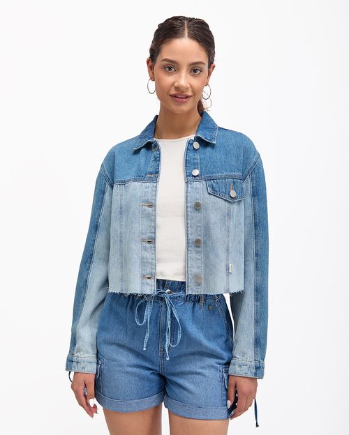 Casaca Mujer Luciana Dirty Blue Block Color