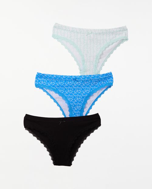 Trusas Pack X 3 Mujer New Xenia Negro/Aqua/Azul Victoria
