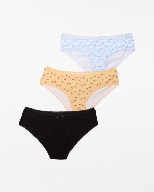Trusas Pack X 3 Mujer New Kalena Negro/Blanco/Beige