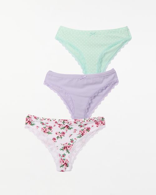 Trusas Pack x 3 Mujer New Xenia Blanco/Aqua/Lila