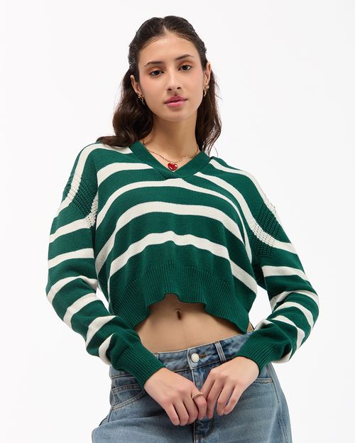 Chompa Mujer New Close Verde Petroleo