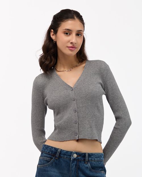 Chompa Mujer New Openbor Heather Plomo