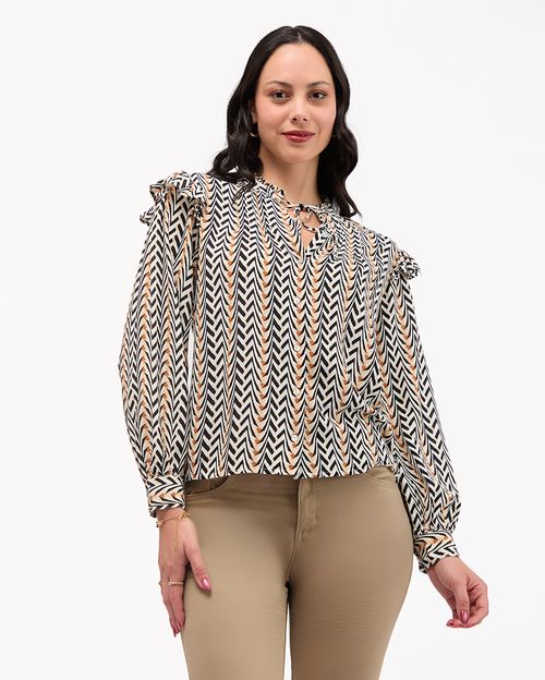 Blusa Mujer Agnes Print Crema Pastel