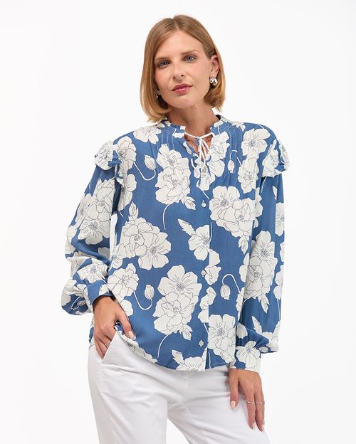 Blusa Mujer Agnes Print Acero Lavanda