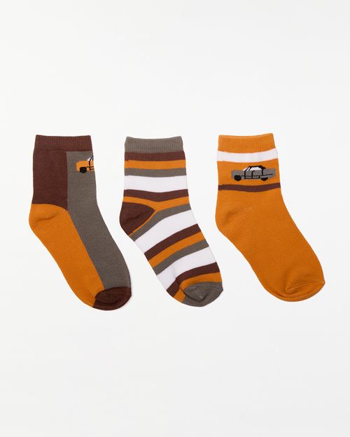 Calcetines Pack x 3 Niño Mariano Gris/Coco/Mostaza