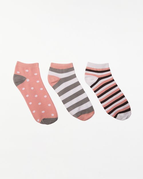 Calcetines Pack X 3 Mujer Lili Melange/Blanco/Palorosa